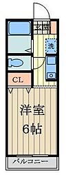セントプラム 2階1Kの間取り