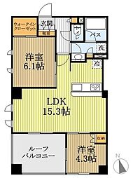 アトラス国分寺ステーションテラス 7階2LDKの間取り
