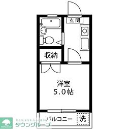 ルアーナ三鷹 2階1Kの間取り