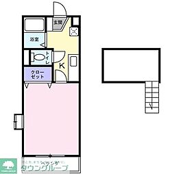 メビウスメルズII 1階1Kの間取り