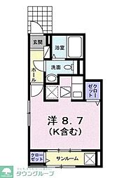 ロジュマン　新小平 1階1Kの間取り
