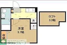 シティハイツ小金井 1階1Kの間取り