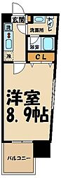 ZOOM調布 6階1Kの間取り