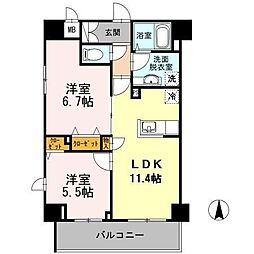 シルフィッド 5階2LDKの間取り