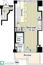 ＲＯＫＡ　ＴＥＲＲＡＺＺＡ 3階ワンルームの間取り