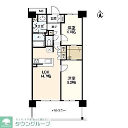 アンビエンテ経堂 5階2LDKの間取り