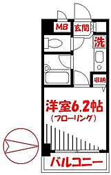 コアパレス常葉6 8階1Kの間取り