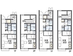 レオパレスブルーメ 2階1Kの間取り