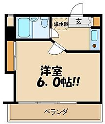 アネックス国領 4階1Kの間取り