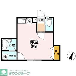 サニーハウス羽根木 1階ワンルームの間取り