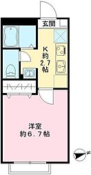 メゾンボヌール 1階1Kの間取り