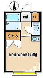 パールハイツ 2階ワンルームの間取り