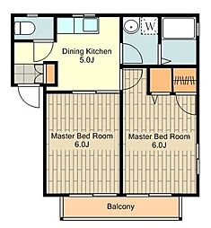 ＦＬＡＴ　Ｆ 1階2Kの間取り