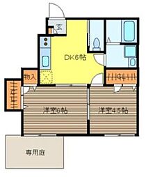 Ｋ‘ｓ　ｈｏｕｓｅ 1階2DKの間取り