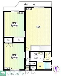 サンライズコーポ 2LDKの間取図画像