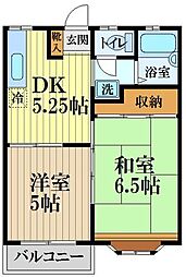 ホンダアパートメント 2DKの間取図画像