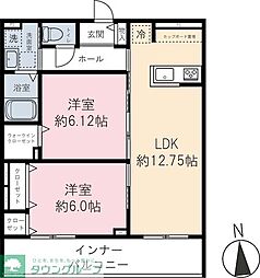 カーサファルコン 2LDKの間取図画像