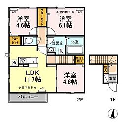 フェリーチェ2 3LDKの間取図画像