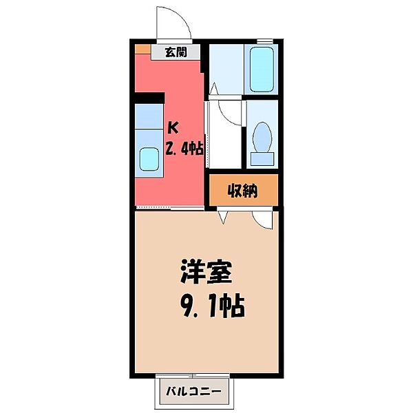 茨城県筑西市二木成(賃貸アパート1K・2階・28.20㎡)の写真 その2