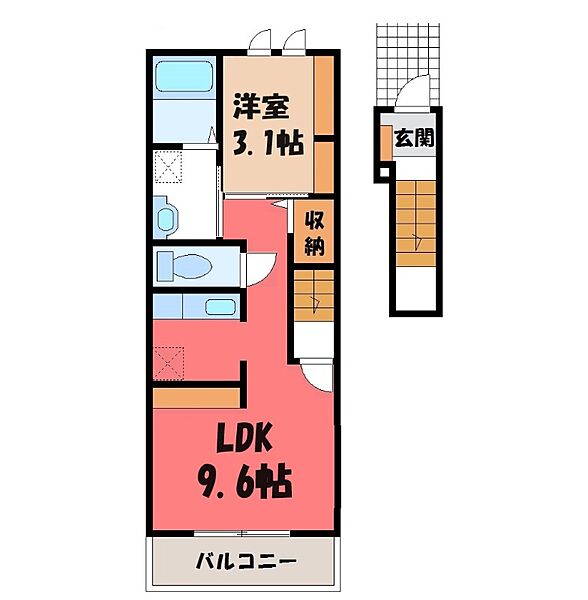茨城県筑西市乙(賃貸アパート1LDK・2階・40.09㎡)の写真 その2