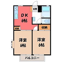 アメニティハイツ A 1階2DKの間取り