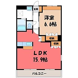グランピア 2階1LDKの間取り