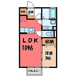ミウ・ヴィエント 1階1LDKの間取り