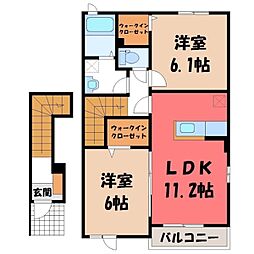 ソレイユ ヒルズ 2階2LDKの間取り