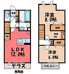 クレール 2階2LDKの間取り