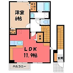 スプリングフィルズ 2階1LDKの間取り