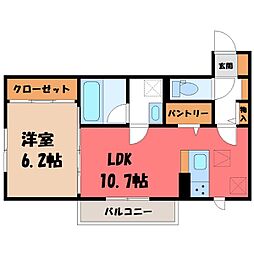 ロージー 1階1LDKの間取り