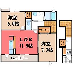 グラン・アヴェニール A 2階2LDKの間取り