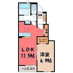 アンフィニ 1階1LDKの間取り