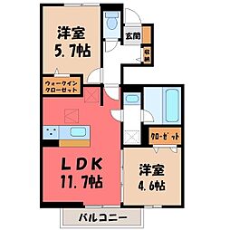 TORISIAS花垣 II 1階2LDKの間取り