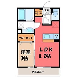 プランドールTN III 住居 3階1LDKの間取り