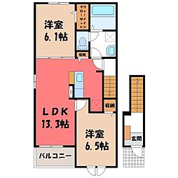 デーア Ｖ 2階2LDKの間取り