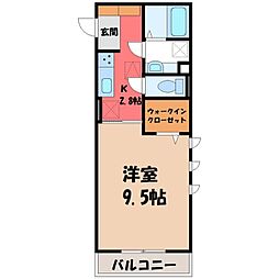 ジュウィール 1Kの間取図画像