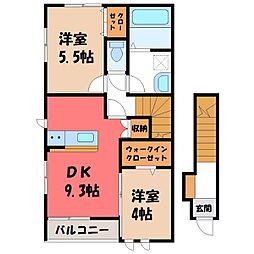 クオーレ 2階2DKの間取り