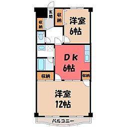 パークシティ 住居 7階2DKの間取り