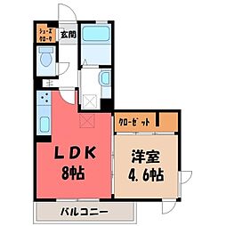 パストラルボーテ 3階1LDKの間取り