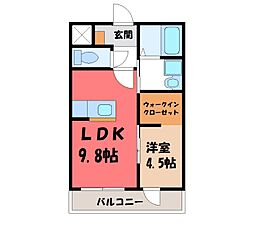 クレシェンテ 1階1LDKの間取り