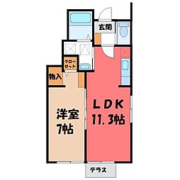 ウエストヒル II（West HILL II） 1階1LDKの間取り