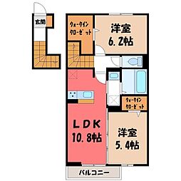 小山市東城南4丁目アパート 2LDKの間取図画像