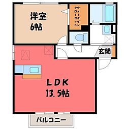サンモールB 1LDKの間取図画像