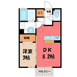 リヴェール乙女B 1LDKの間取図画像
