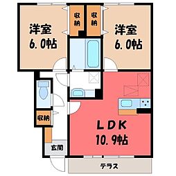 ラ・ペーシュ 2LDKの間取図画像