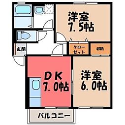 グランエールB 2DKの間取図画像