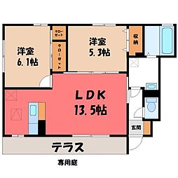 クオーレ雨ヶ谷 2LDKの間取図画像