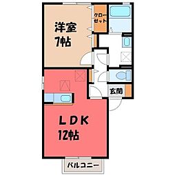 シャトーファミリーハイツF棟 1LDKの間取図画像