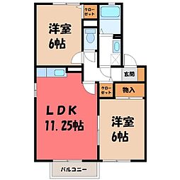 ウィンドワードコートC 2LDKの間取図画像
